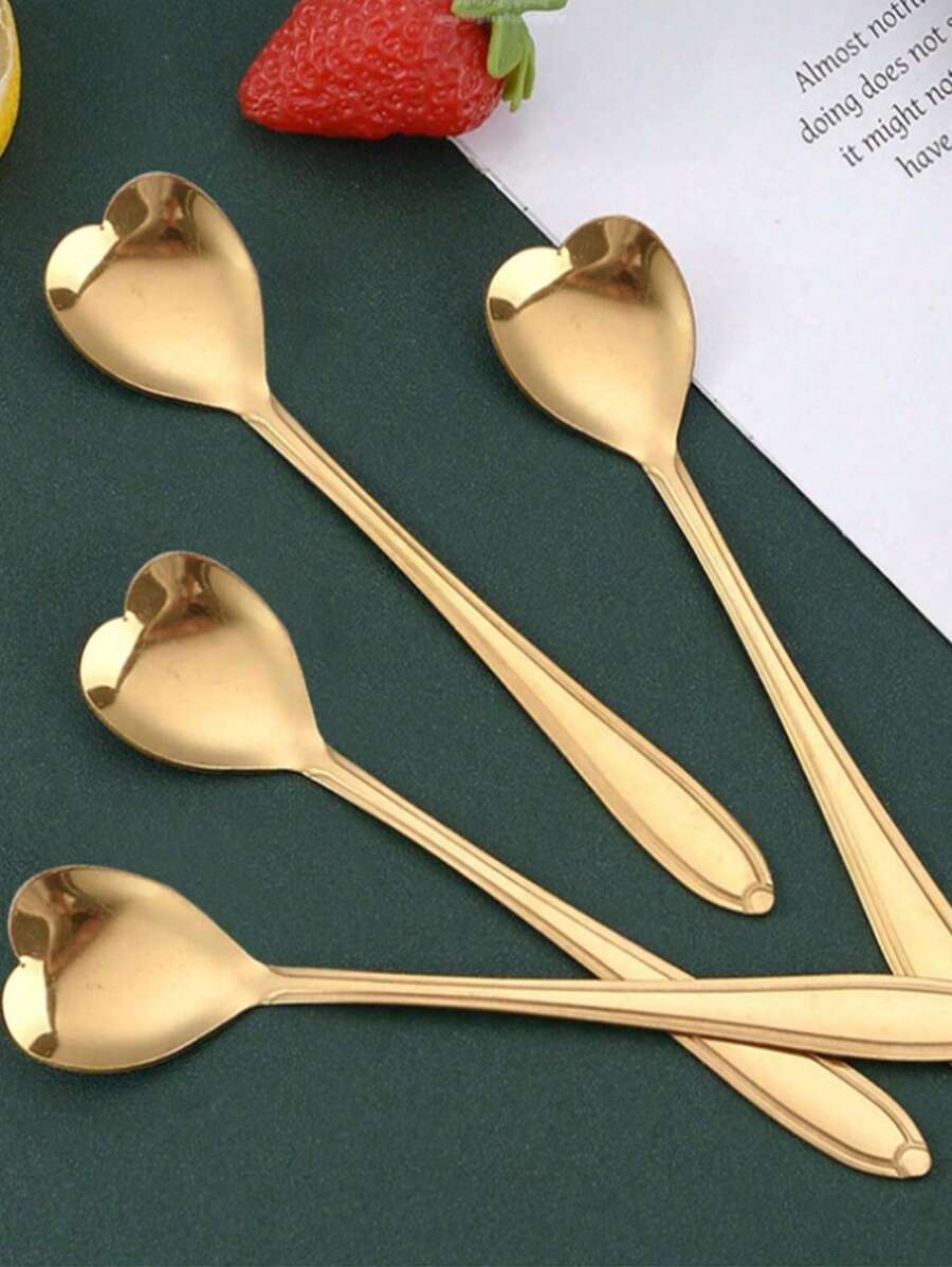 1/4/8 Pcs Heart Shaped Stainless Steel Modern Creative Spoons, Coffee Tea Mixing Spoons, Cake Dessert Spoons, School Supplies, Material, Dishwasher Friendly, Back To School & Christmas Holiday Gifts
