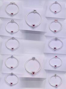 1 pièce 2025 Nouveau bracelet de mode haut de gamme pour femmes DIY meilleures . Bracelet à perles avec bouton strass et charms cœur rouges brillants. Convient pour un port quotidien, idéal pour la Saint-Valentin, la Fête des Mères, les fêtes entre dames, un cadeau d'amour romantique, un bracelet à breloques