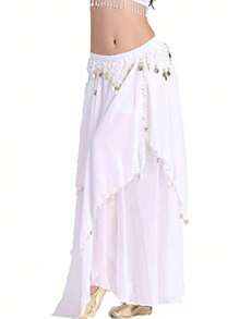 Women's Belly Dance Long Skirt, Decorated With Coins, Chiffon Material, Multi-Layered Ruffles, Suitable For Parties, Festivals, Dance Performances And Other Occasions - Multicolor - View 5