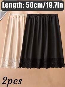 3 Pieces/2 Pieces/1Piece Hip-Wrapped Lining Skirt Bottoming Skirt Anti-Exposure Skirt,Multi-Color, Solid Color, Spring And Summer Styles,Anti Transparency And Anti Light Medium Long Skirt, Inner Lining Skirt, Lace Bottom, Anti-Static Skirt, Elastic Waistband Suitable For Slightly Overweight Girls, Suitable For Daily Wear