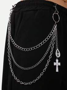 1pc Multi-Layer Cross Chain Jeans Chain, Suitable For Everyday Wear - Multicolor - View 1