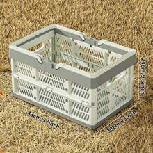 1 pieza Cesta de picnic plegable para exteriores, caja organizadora. Cesta plegable y apilable con contenedores de plástico para picnics. Gran capacidad como cesta de compras para supermercado, tienda minorista, camping.