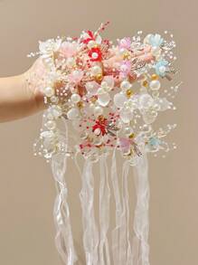 女孩生日聚会表演女主人头饰，公主风格粉色花冠头饰