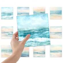 24pcs/Set Retro Beach Wave Theme Scrapbooking Paper, A5 Size, Beach Texture Background, Suitable For DIY Journal, Planner, Craft Paper, Junk Art, Cards, Photo Album, Handwork, Office Supplies, Diary Accessories