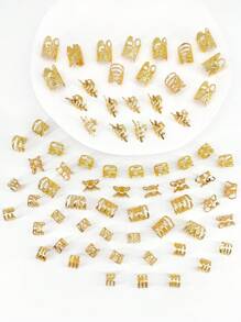 70pcs Hair Accessories Beads Hair Hoop Braiding Rings Alloy Hair Jewelry Pendants Suitable For Dreadlocks Braiding Adjustable Metal Braiding Accessories - Gold - View 6