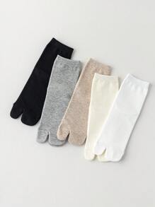 3 pares de calcetines de dedo dividido de estilo universitario de algodón cómodos y transpirables con antibacterias para mujer, de estilo minimalista liso, para las cuatro estaciones, otoño