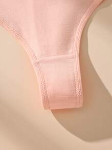 7 Pack Solid Color Love Letter Print Sporty Casual Soft Knitted Cotton Wide Waistband Breathable Thongs Women's Underwear For Daily Yoga All Seasons Lingerie - 彩色 - 查看 8