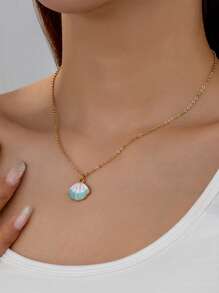 1 Pc Summer Beach Necklace Jewelry Enameled Starfish Shell Necklaces Vacation Style Accessories For Women - Multicolor - View 12