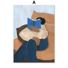 1 tấm áp phích trừu tượng chủ đề màu xanh lam, bình hoa sọc, tranh vải treo tường, phòng khách hiện đại, trang trí nhà không có khung - Nhiều màu - Xem 25