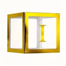 Gold Balloon Boxes ,With Letters For B-A-B-Y Shower,1 Box With 1 Letter Or 1 Set Of 4Pcs Box And B-A-B-Y Letters,Party Shower Decorations For Birthday Party, Transparent Balloon Boxes Clear Blocks For Birthday Party, Bridal Shower, Gender Reveal,Balloon Box Decorations