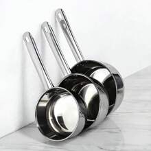 1pc Stainless Steel Thickened Water Scoop, Multi-Functional Long Handle Flat Bottom Large Ladle For Kitchen