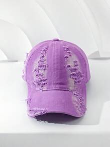 1pc Unisex Distressed Ombre Color Retro Casual Fashion Couple Cap - Multicolor - View 11