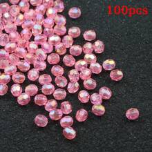 100 hạt Acrylic cắt cạnh 8mm - Màu AB trong suốt, thích hợp để làm đồ trang sức DIY, vòng tay, vòng cổ và các dự án thủ công - Hạt pha lê nhiều mặt lớn - Xem 19
