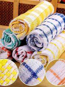 5/12pcs Kitchen Double-Sided Dishcloth Checkered Scrubbing Cloth Multi-Functional Cleaning Cloth Car Cleaning Wiping Cloth (Random Color)