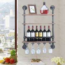 YUNRUX Glass Wine Rack Vintage Wall Bar Wine Rack Wine Bottle Holder Wall Bottle Rack
