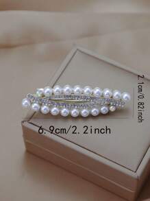 1 件优雅弹簧夹仿珍珠发夹，送给妈妈的礼物，发型配件 - 白色 - 查看 6