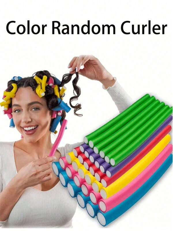 20pcs Flexible Heatless Hair Rollers - Bendy Twist Curling Rods For DIY Soft Foam Curls - Hair Styling Tools For All Hair Types(Random Color)Free Of Heat And Hair Damage, Slouchy Sleep Hair Roller, Universal Stick Heat Barrier Rod, Hair Rollers, Heatless Curls, Hair Curler, Hair Products And Accessories For Barber Salon Beauty Travel Essentials,Back To School,Travel Holiday Essentials,Hair Accessories For Women