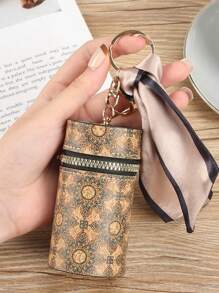 纸皮木质纹理口红盒圆筒时尚学生零钱包便携多功能配件复古女士钱包迷你钱包零钱包