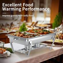 Chafing Dish Buffet Set 4 Pack, TINANA 8QT Stainless Steel Chafing Dishes For Buffet, Chafers And Buffet Warmers Sets For Parties, Events, Wedding, Camping, Dinner