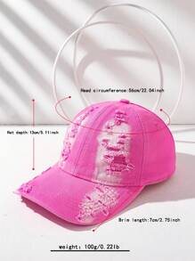 1pc Unisex Distressed Ombre Color Retro Casual Fashion Couple Cap - Multicolor - View 9