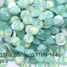Serie ópalo redondo de cristal para aplicar con pegamento - piedras preciosas brillantes de 1,5-6,5 mm (0,059-0,256") para ropa, zapatos, bolsos, manualidades, bodas, Pascua, decoración del hogar - 1440/288 piezas (blanco/rosa pálido/azul/menta/colores surtidos)