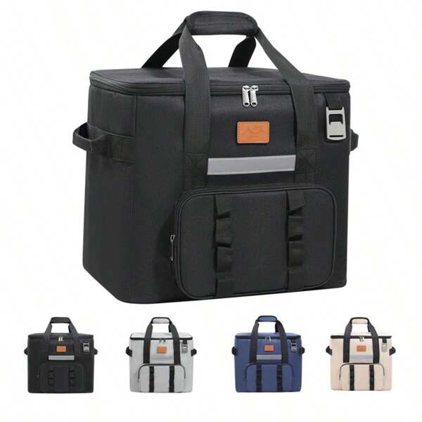 1pc Grande Capacidade Isolado Cooler Bag, Portátil Ao Ar Livre Camping Piquenique Lancheira, Recipiente De Armazenamento Térmico À Prova D'Água