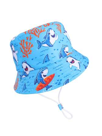 1buc Desene Animate Rechin Model Albastru Ocean pentru Bebeluși/Copilul Băieți Pălărie de soare, potrivită pentru primăvară, vară, toamnă protecție solară în aer liber
