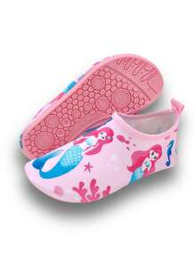 Zapatos para niños para exteriores y playa, diseño de cola de sirena para niñas, de suela blanda, ligeros, transpirables, para natación, agua y playa