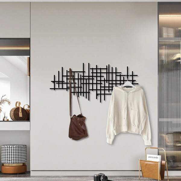 1 pieza Decoración de pared de metal moderno y lujoso - Diseño abstracto y geométrico de moda, Percha de pared de metal de estilo bohemio de 19.6x8.7 pulgadas - Percha decorativa abstracta para llaves/sombreros - Accesorio del hogar, Decoración de pared de metal multiusos, Excelente para regalos de sala de estar y dormitorio, Cumpleaños, Graduación