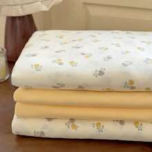 3pcs/4pcs Premium Washed Cotton Double Gauze Printed Bedding Set, Student Dormitory 3-Piece Set