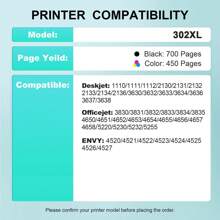 Cartouches d'encre reconditionnées de remplacement pour 302XL pour imprimante HP Deskjet 1110 1111 1112 2130 2131 2132 2133 2134 2136 3630 3632 3633 3634 3636 3637 3638