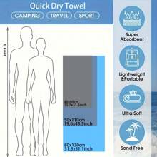 1 Pc Microfiber Towel For Travel, Exercise And Camping, Quick Drying, Super Absorbent, Super Compact, Suitable For Backpacking, Gym, Beach, Swimming And Yoga - Multicolor - View 3