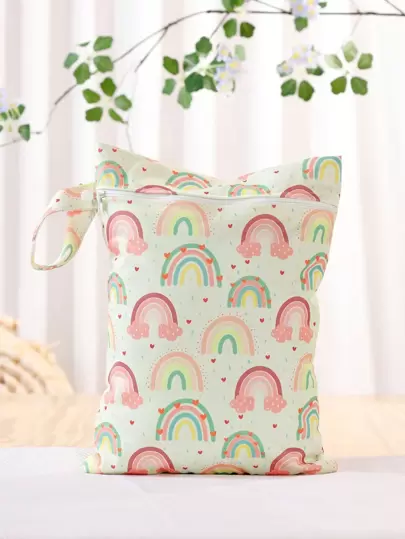 1 件彩虹图案防水婴儿干湿袋储物袋婴儿洗澡家庭装饰礼物