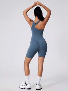 MASKERT Spring And Summer Women's Jumpsuit, Women's Jumpsuit, Women's Sportswear, Fitness Clothes, Yoga Clothes, High Elasticity, Skin Friendly, Comfortable, Breathable, Home Leisure Shapewear Jumpsuit - Navy Blue - View 5