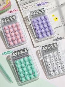 Calculadora Matemática Transparente Mini Portátil 8 Dígitos Fofa e Compacta - Roxo - Visão 3