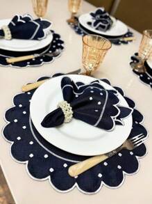 Poa - Marinho Bolinhs Brancas