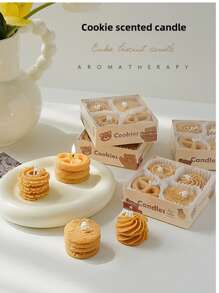 饼干香味蜡烛礼品套装，大豆蜡咖啡和牛奶香气，创意家居装饰，非常适合新年、圣诞节、情侣、家庭聚会、生日、情人节、摄影道具 - 查看 2