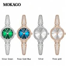 MKGO Leopard Head Bracelet Watch, Fashionably Encrusted With Diamonds, Luxurious Crystal Decoration, Gold And Silver Strap, Waterproof Ladies' Watch With Calendar And Luminous Feature. - Rose Gold Blue - View 8
