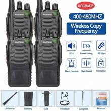 4Pack Walkie Talkies Baofeng BF-888S USB Wireless Copy Frequency 16 Channels, 400-480MHZ, Rechargeable Handheld Two Way Radios, Long Range Power Flashlight For Adults With Earpieces, Outdoor Equipment Supports Skiing Camping Hunting