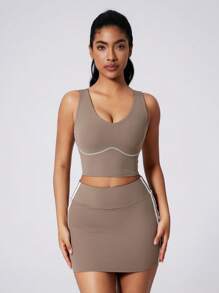 MASKERT Spring And Summer Two Pieces Women's Suit Vest Skirt Set Sportswear Tennis Suit Casual Suit Fitness Suit Home Casual Comfortable Skin Friendly