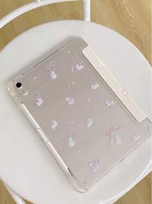 1 件可爱兔子蝴蝶结双面亚克力透明水晶背板防震睡眠/唤醒平板电脑保护套，兼容 IPad/// 平板电脑， - 彩色 - 查看 2