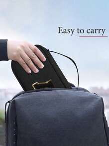 Multi Functional Travel Storage Bag, Black Towel Embroidered Letters A-Z, Carrying Pouch Bag For Travel Essentials, Can Store Power, Digital Accessories, Phone Earphones, Charging Makeup Bag, Mouse Data Cable, Easy To Carry When Going Out, Gifts For Loved Ones, Elders, Anniversary Gifts, Graduation Gifts, Travel Accessories(Zipper Random) - Black - View 3