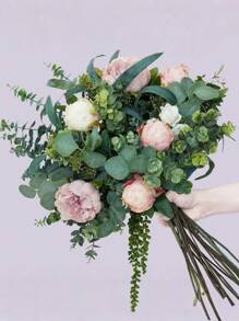 10Pcs/2Pcs Mixed Green Eucalyptus Leaves Stems, Fake Plant Room Decoration, Bulk Artificial Eucalyptus Leaves, Spray Imitation Oval Eucalyptus Leaves With White Seed Stems For Spring And Summer, DIY Wreath, Wedding Bouquet Decoration, Arrangement Wedding, Bridesmaid Hand Flower Decoration, Green Leaf Decoration