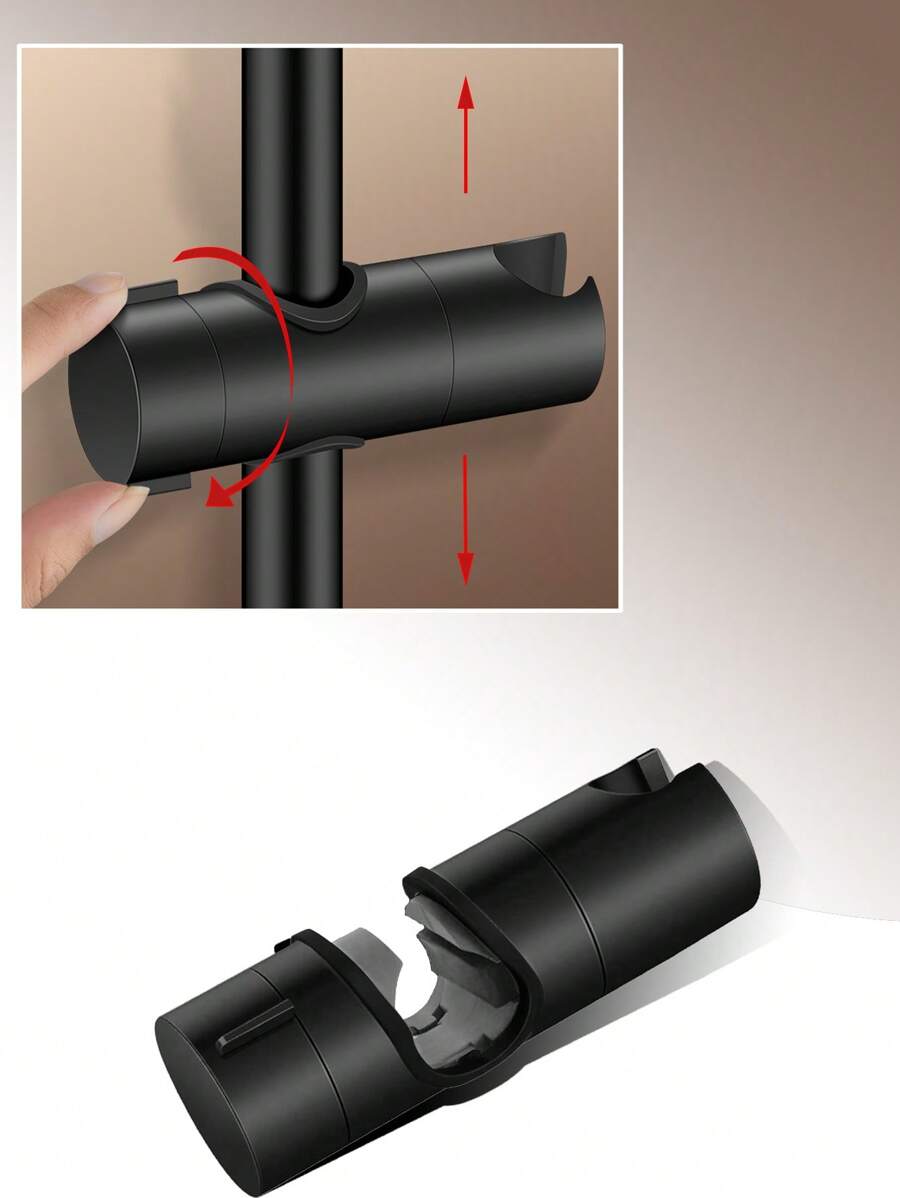 Adjustable Angle And Height Shower Head Holder - Black - View 1