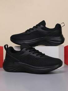 Plus Size Women Breathable Lightweight Running Shoes Women's Low-Top Casual Shoes Women's Sports Shoes, Black Solid Black Work Shoes Men's Sports Shoes Men's Mesh Sneakers Running Shoes, Jogging Shoes - Black - View 6