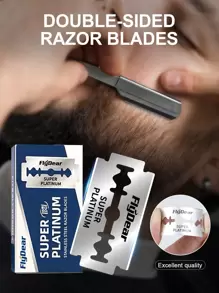 10/20/30 片不锈钢双刃刀片，用于面部清洁和剃须，1 盒双刃剃须刀片，男士剃须刀片，铂金不锈钢双刃剃须刀片，男士剃须顺滑洁净 - 彩色 - 查看 1