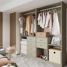 Hot New Multifunctional Partition Design Set Hanging, Storage, Shelves, Shoe Racks, In One Of The Wardrobe Storage System Combination Wardrobe Set, Large Storage Space Design, Stylish Simple And Generous, High Sense Of Full, Both Durable And Practical!