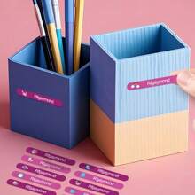 Customizable Purple Name Stickers, Tear-Resistant And Residue-Free, Personalized For Easy Identification, Vibrant Purple Colors With Cute Icon Designs, Waterproof, Ideal For Organizing And Labeling, Perfect For Home, Office, And Travel, High-Quality Adhesive, Personalize With Your Own Text, Great For Office Supplies, Luggage, And Personal Items For Children's Day, For Birthdays School, Home, School Essentials, Customized Stickers, Back To School Supplies - Purple - View 7