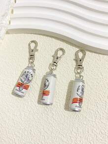 3pcs Cartoon Casual Resin Beer Can Pendant, Keychain For Women, Lobster Claw Keychain, Fashion Jewelry Accessories, Suitable For Bag Decor, Best For Birthday And Holiday Gifts