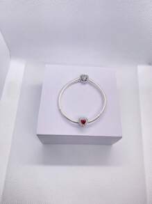 1 pièce 2025 Nouveau bracelet de mode haut de gamme pour femmes DIY meilleures . Bracelet à perles avec bouton strass et charms cœur rouges brillants. Convient pour un port quotidien, idéal pour la Saint-Valentin, la Fête des Mères, les fêtes entre dames, un cadeau d'amour romantique, un bracelet à breloques